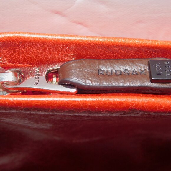 RUDSAK Burnt Orange leather Halo Mini Clutch Crossbody Bag  Purse Wallet - Picture 7 of 9